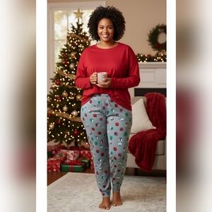 NWT Joe fresh Pull On night Pajamas Bottom gray with gifts patterns,pkus Size 3X